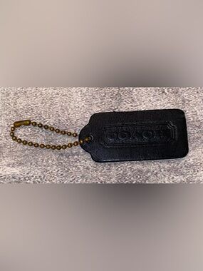 Vintage Coach 80s 90s Black Double Sided Glove Tan Hang Tag Fob Key Chain Vntg
